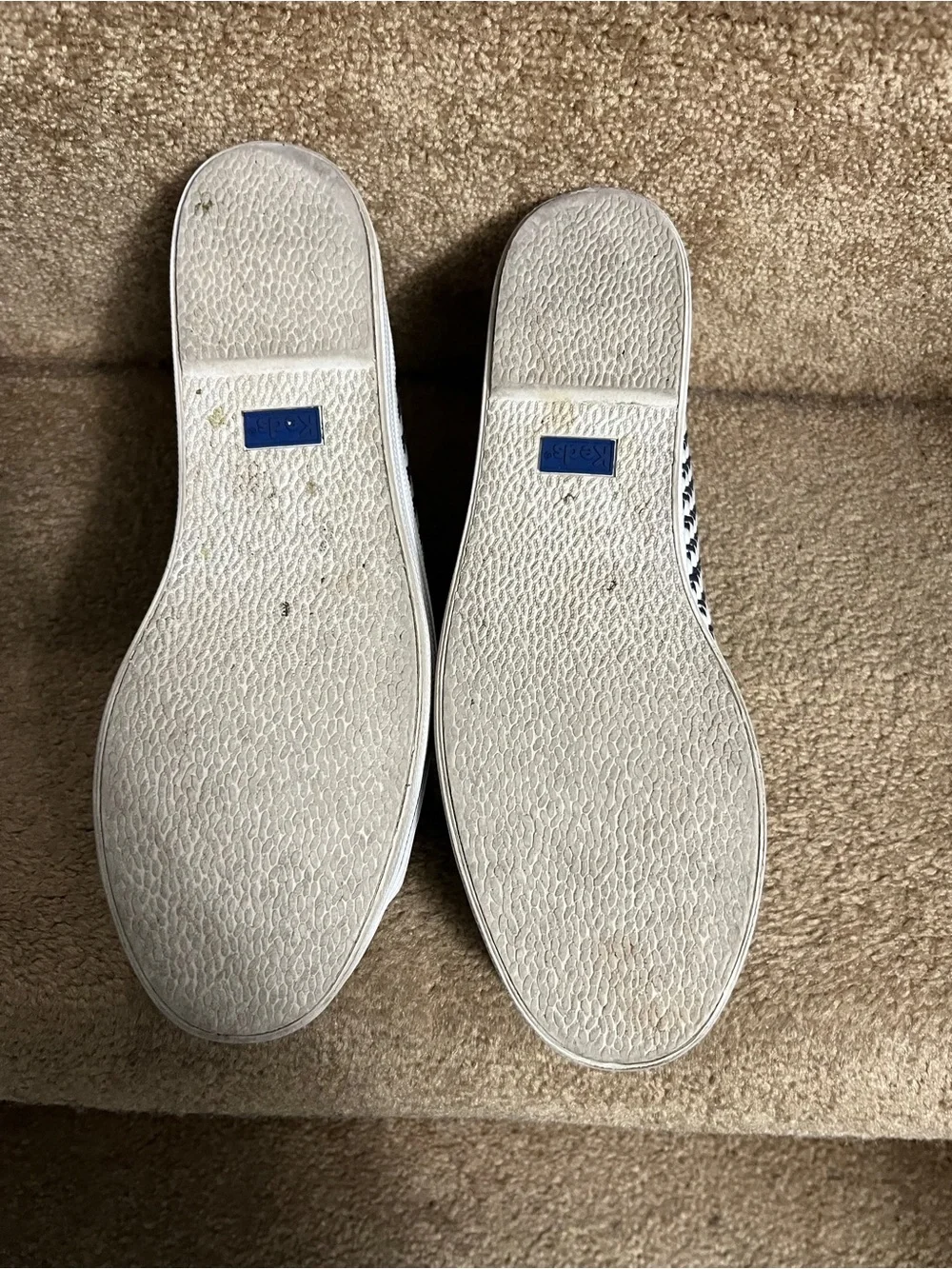 Keds White and Navy Woven Canvas Low-Top Sneakers